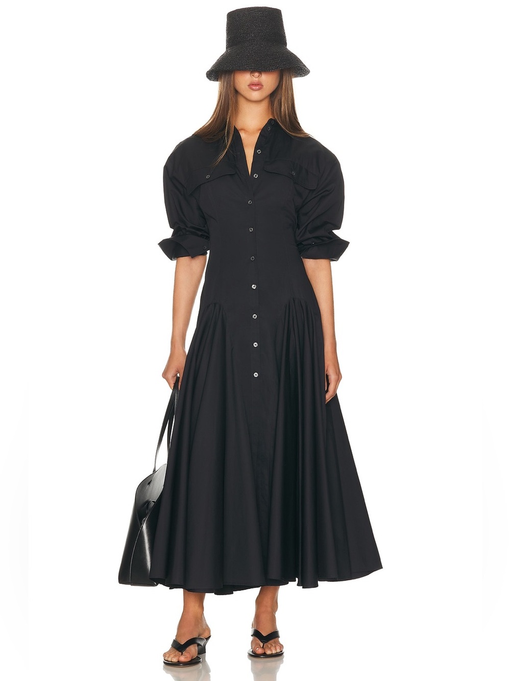 HELSA Godet Shirt Black Dress S NWOT